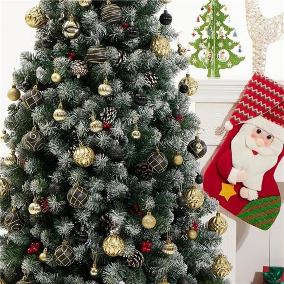 100Pcs Black and Gold Christmas Tree Ornaments Shatterproof Baubles Holiday Deco - Picture 2 of 7